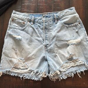 Abercrombie & Fitch Blue Jean Shorts button fly 4inch light wash 8/29